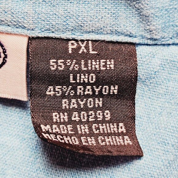 Lancaster Clothing Blue Sleeveless Embroidered Button Down Dress PXL Linen Rayon - Picture 4 of 9